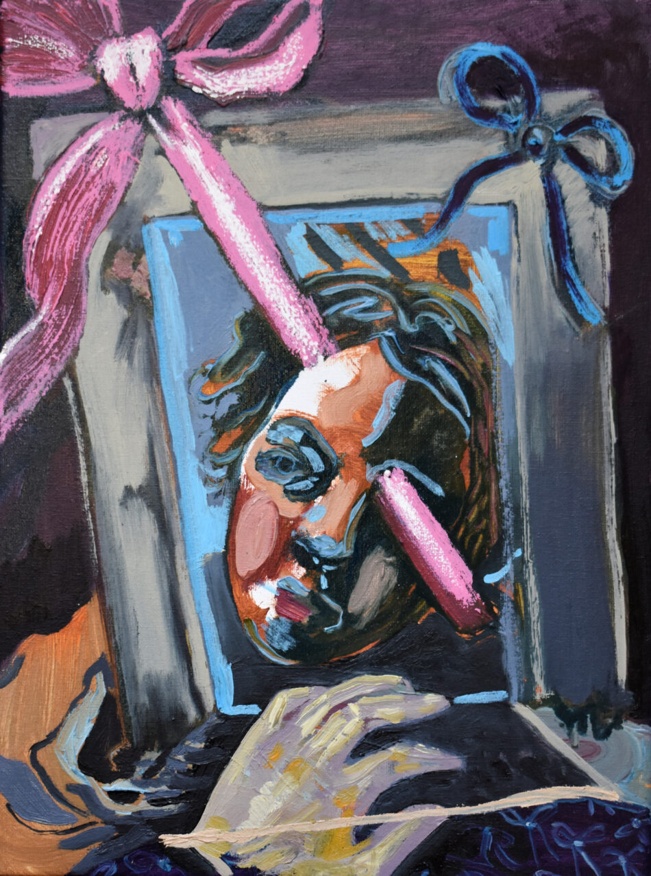 Bow / olie en oilstick op doek / 40x30cm / 2024
